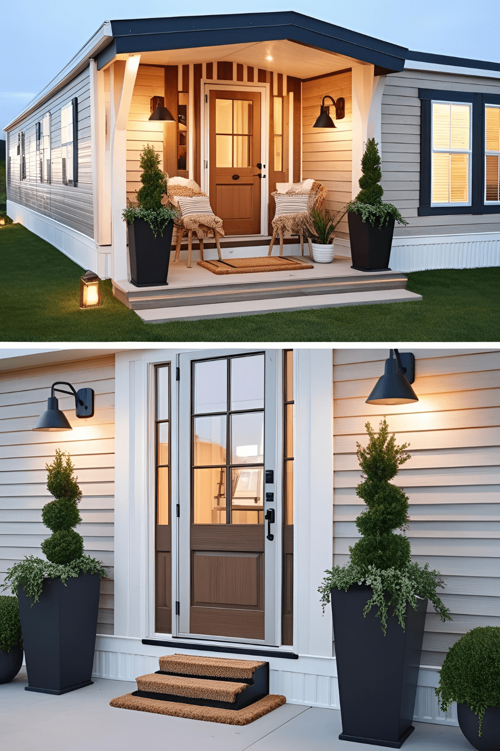 Mobile home makeover with cozy cottage decor, warm tones, and inviting textures – Pin this mobile home decor idea for later!