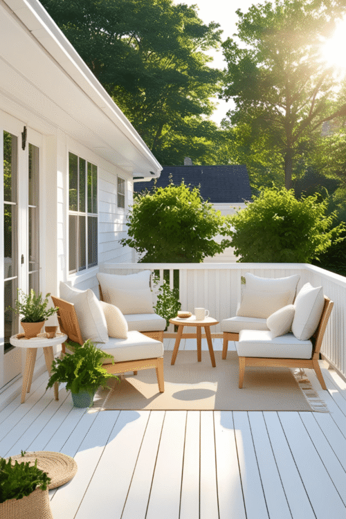 Backyard retreat ideas – cozy outdoor setup with lights, seating, and greenery. Pin this backyard escape for your weekend project!