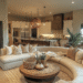 Living room decor trends 2025 – Save this cozy curved sofa and textured decor look for inspiration!
