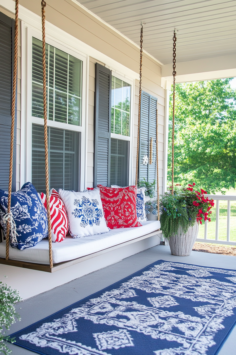 4th of July porch decor ideas for a cozy and welcoming vibe. Pin this for later!