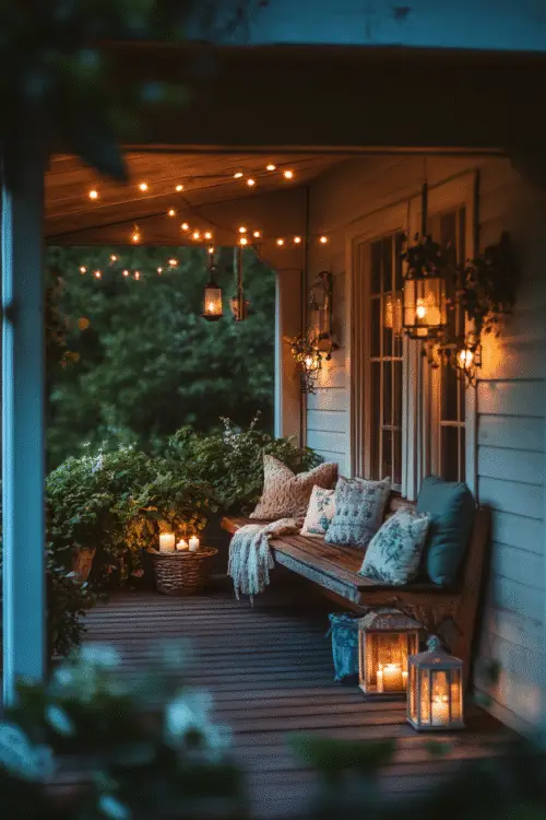 Outdoor lighting ideas for front of house that boost curb appeal and feel warm and inviting – Pin this cozy porch glow-up for later!